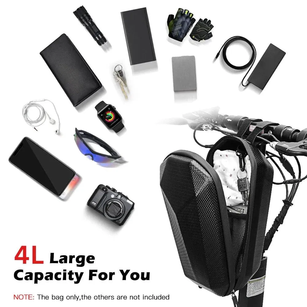 1.5L/4L Scooter Handlebar Bag Waterproof Hard Shell Bicycle Rack Backpack EVA E-Bike Storage Bag Folding Bike Electric Scooter