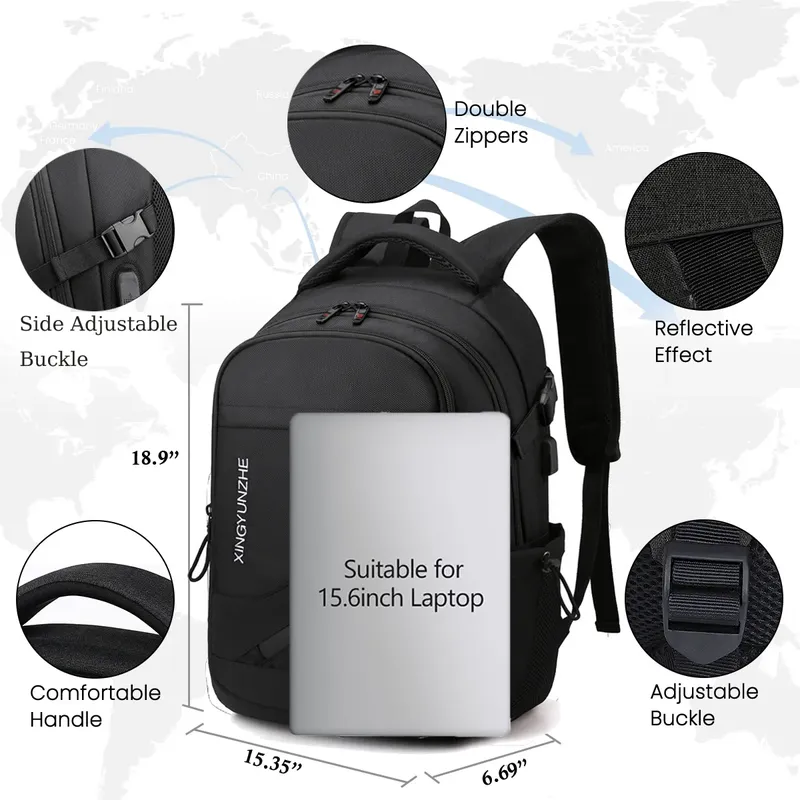 19 Inch Travel Laptop Backpack, Anti-Theft Slim & Durable with USB Charging Port, Water Resistant