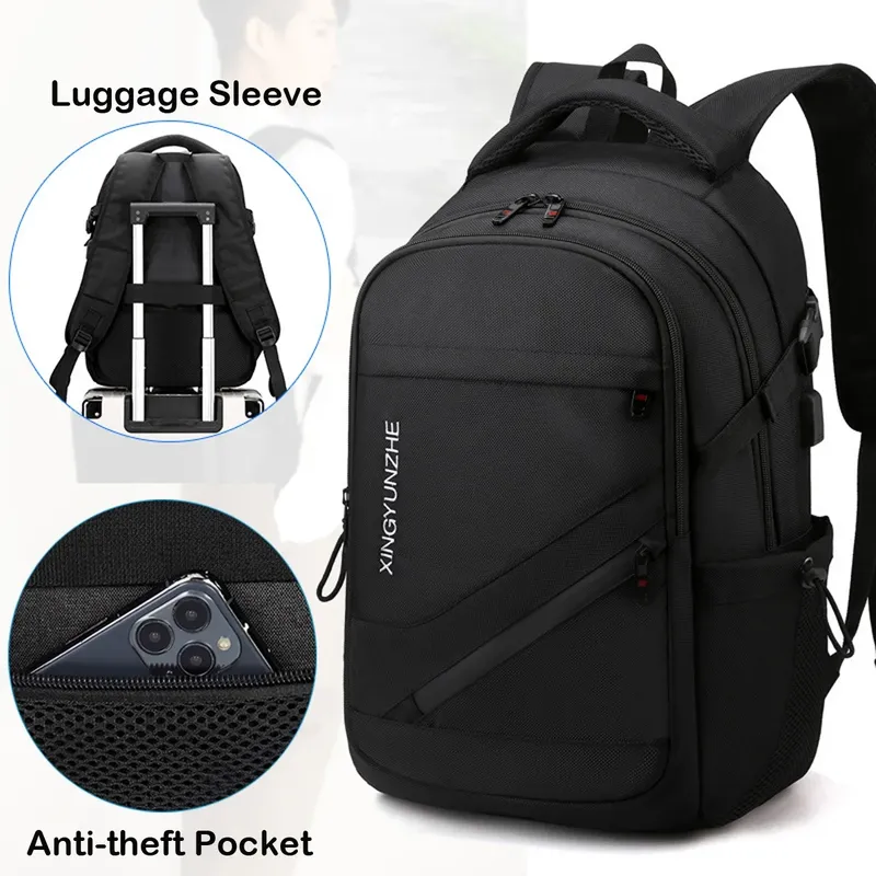 19 Inch Travel Laptop Backpack, Anti-Theft Slim & Durable with USB Charging Port, Water Resistant