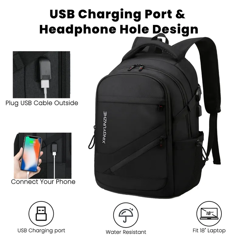 19 Inch Travel Laptop Backpack, Anti-Theft Slim & Durable with USB Charging Port, Water Resistant