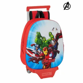 3D School Bag with Wheels 705 The Avengers Red