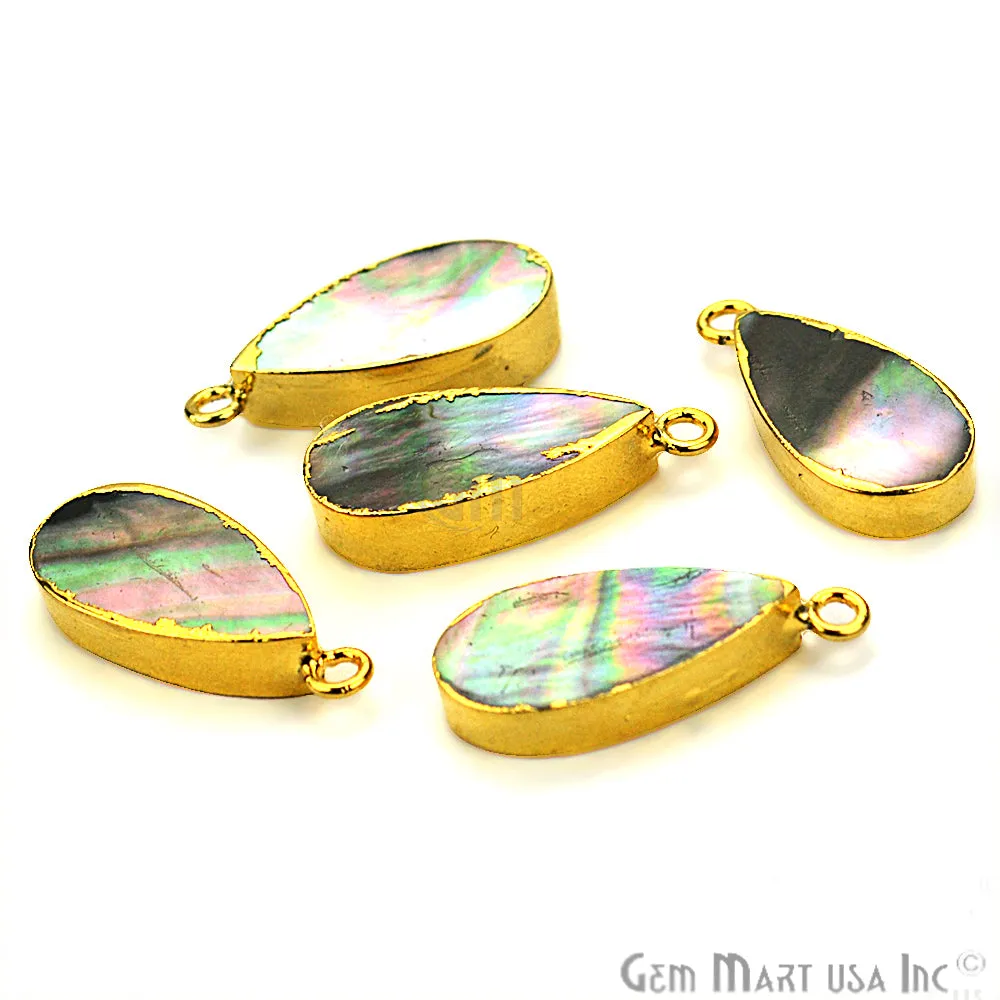 Abalone Shell 10x20mm Pears Shape Gold Electroplated Gemstone Connector