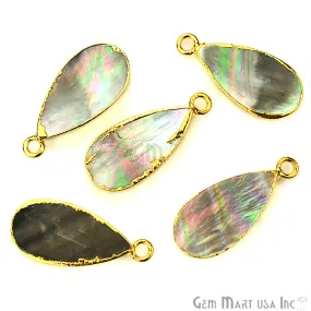 Abalone Shell 10x20mm Pears Shape Gold Electroplated Gemstone Connector