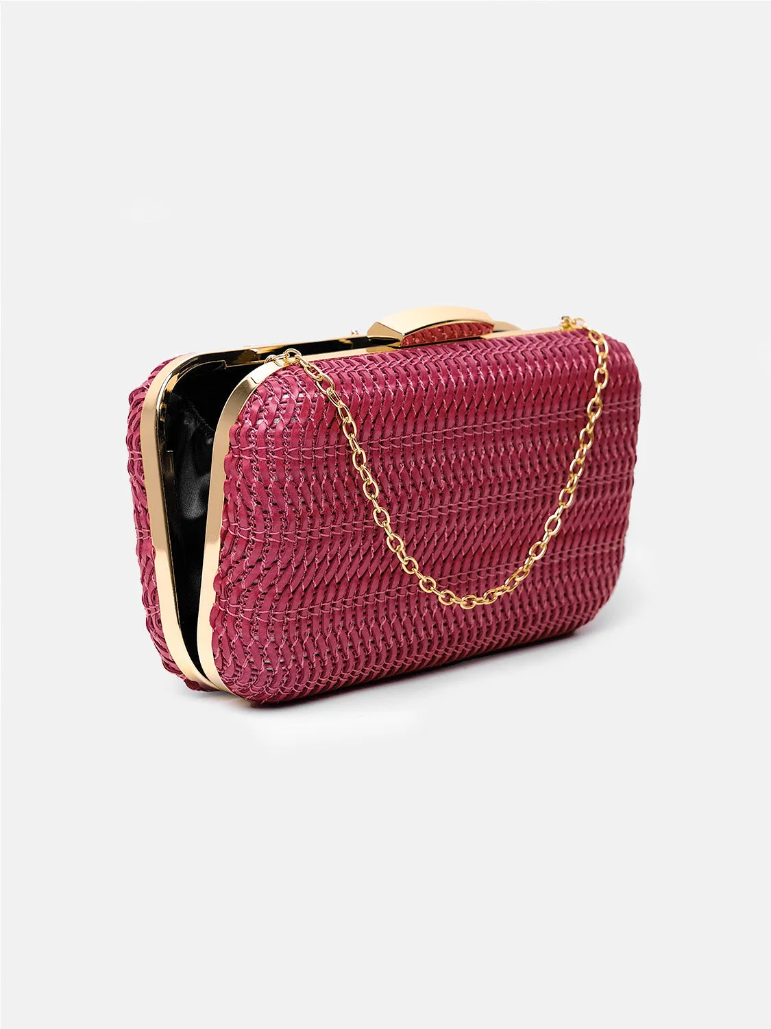 ALEXANDRA TEXTURED BOXY CLUTCH BAG IN RED