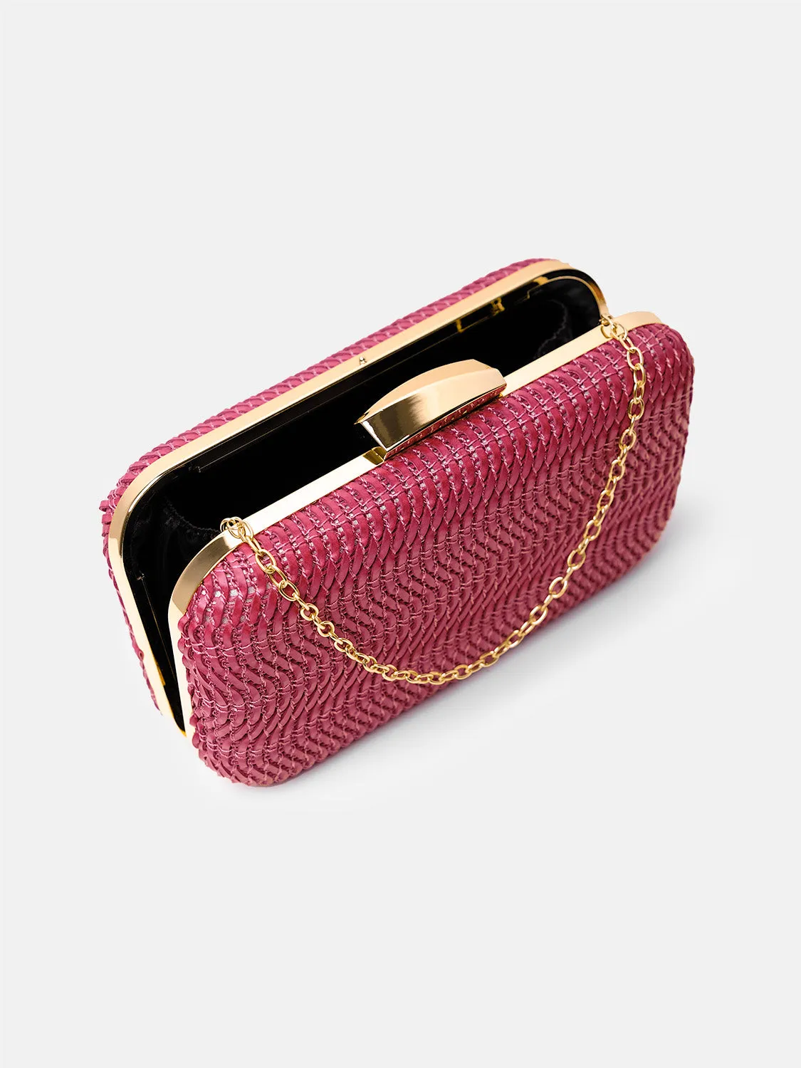 ALEXANDRA TEXTURED BOXY CLUTCH BAG IN RED