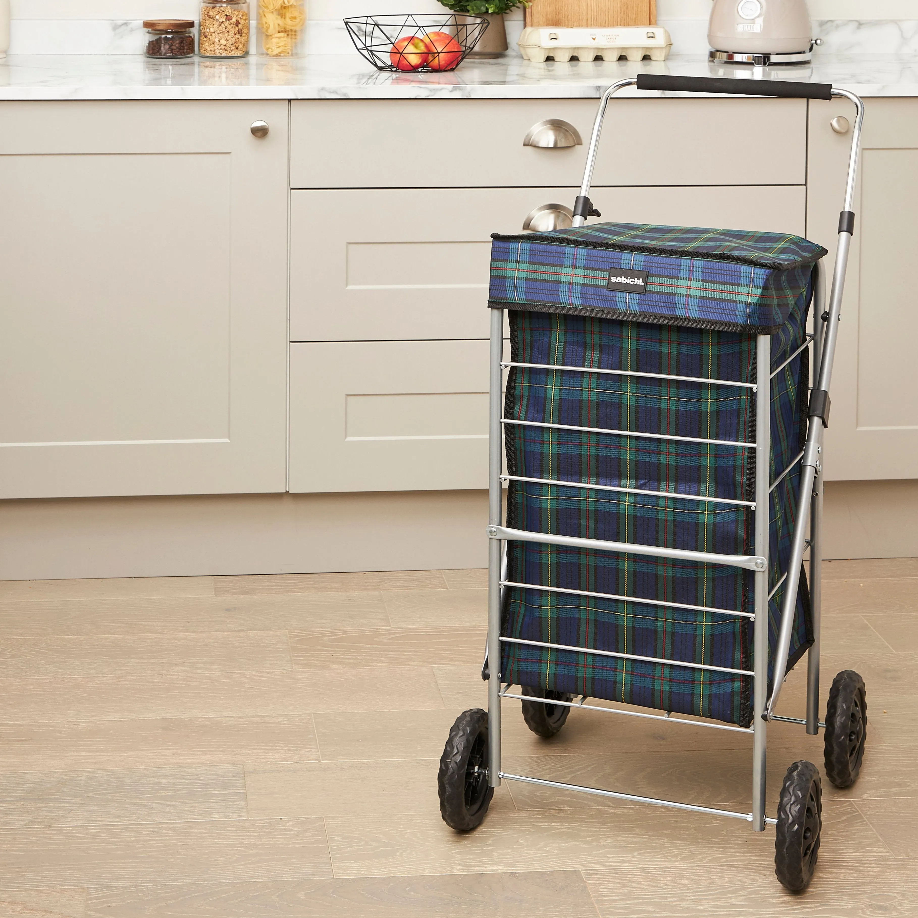 Angus Tartan Check 4 Wheel Shopping Trolley