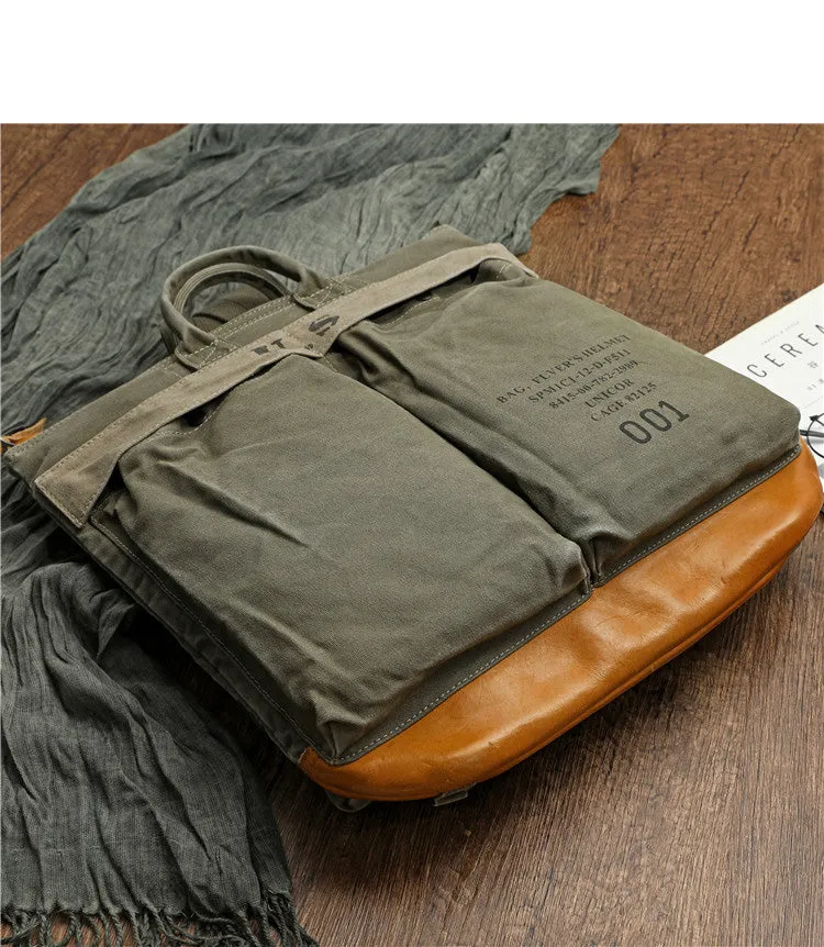 Army Green Canvas Mens Backpacks Canvas Satchel Backpack Canvas Army Backpack for Men