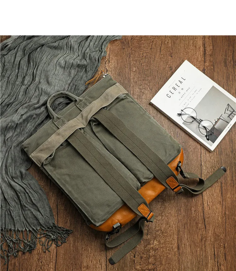 Army Green Canvas Mens Backpacks Canvas Satchel Backpack Canvas Army Backpack for Men