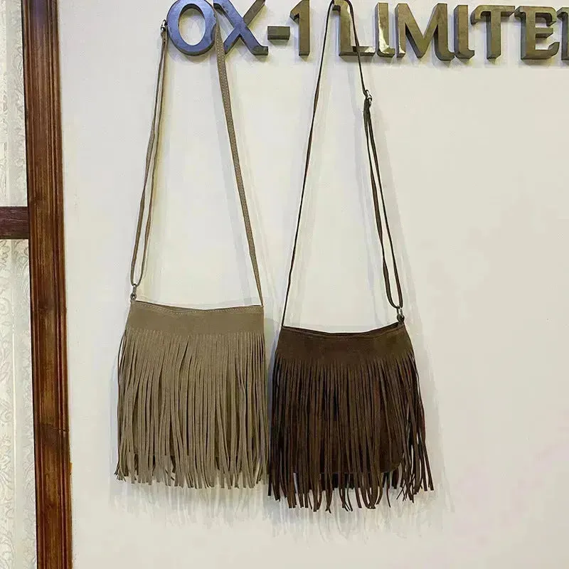 Artistic Tassel fringe Messenger Bag Simple And Popular Shoulder Bag