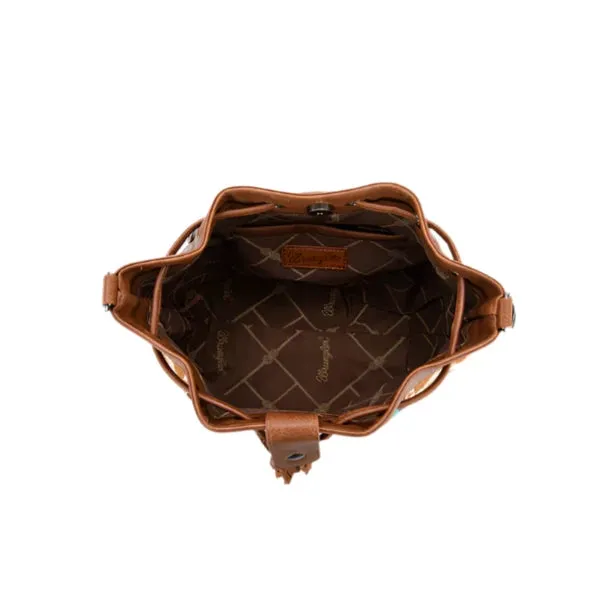 Aztec Knitted Bucket Bag - Brown