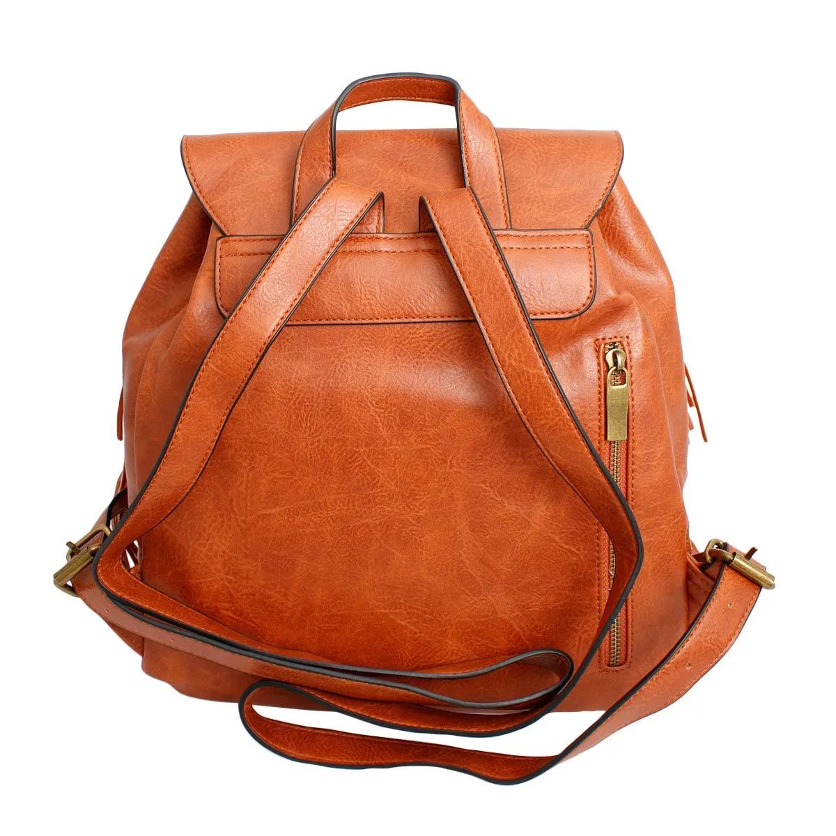 Backpack Brown Leather Fringe Bag for Women