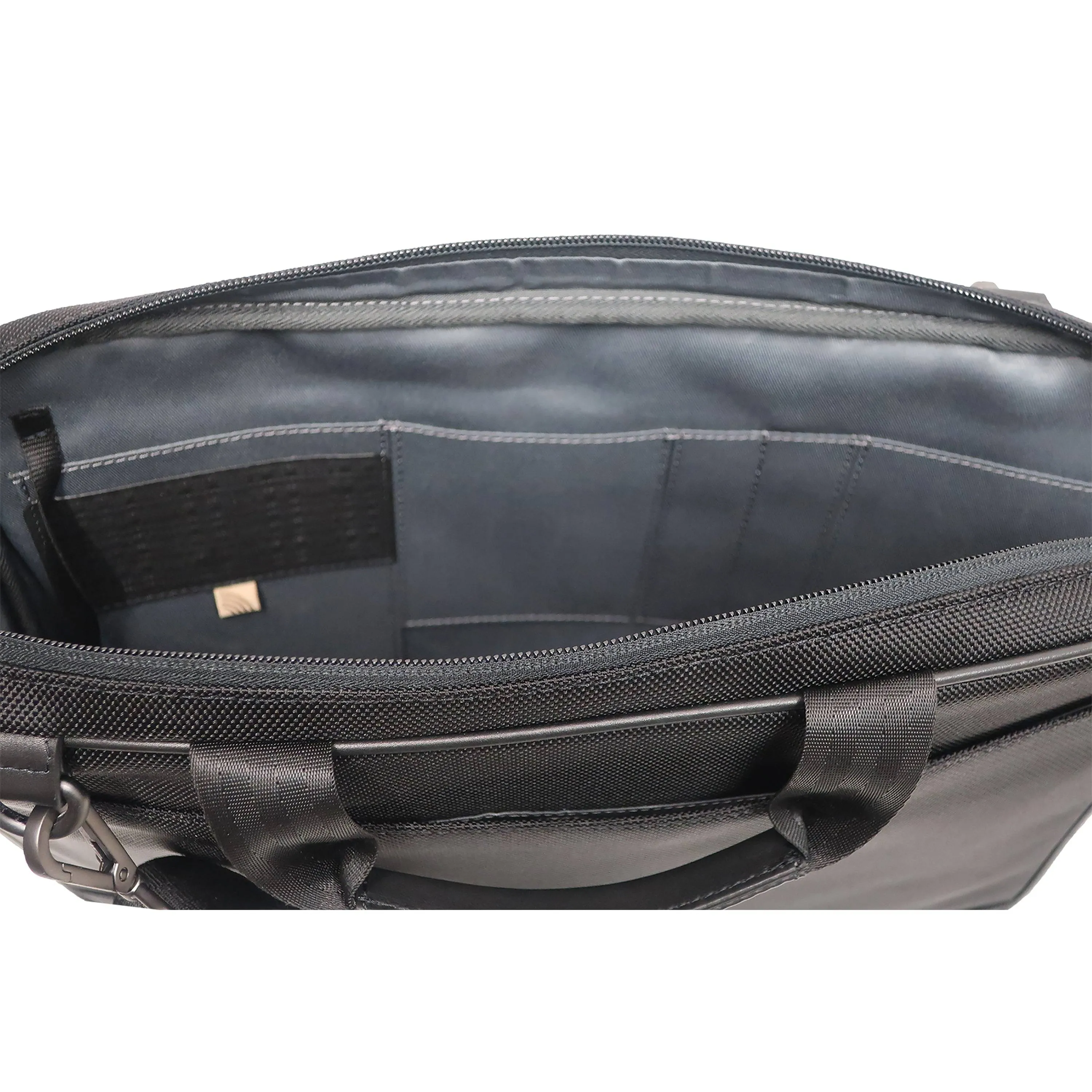 Ballistic Nylon Slim Briefcase With Nappa Leather Trim