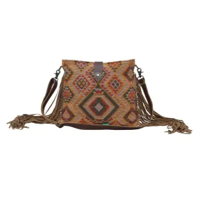 Barely Brown Leather & Canvas Fringe Bag