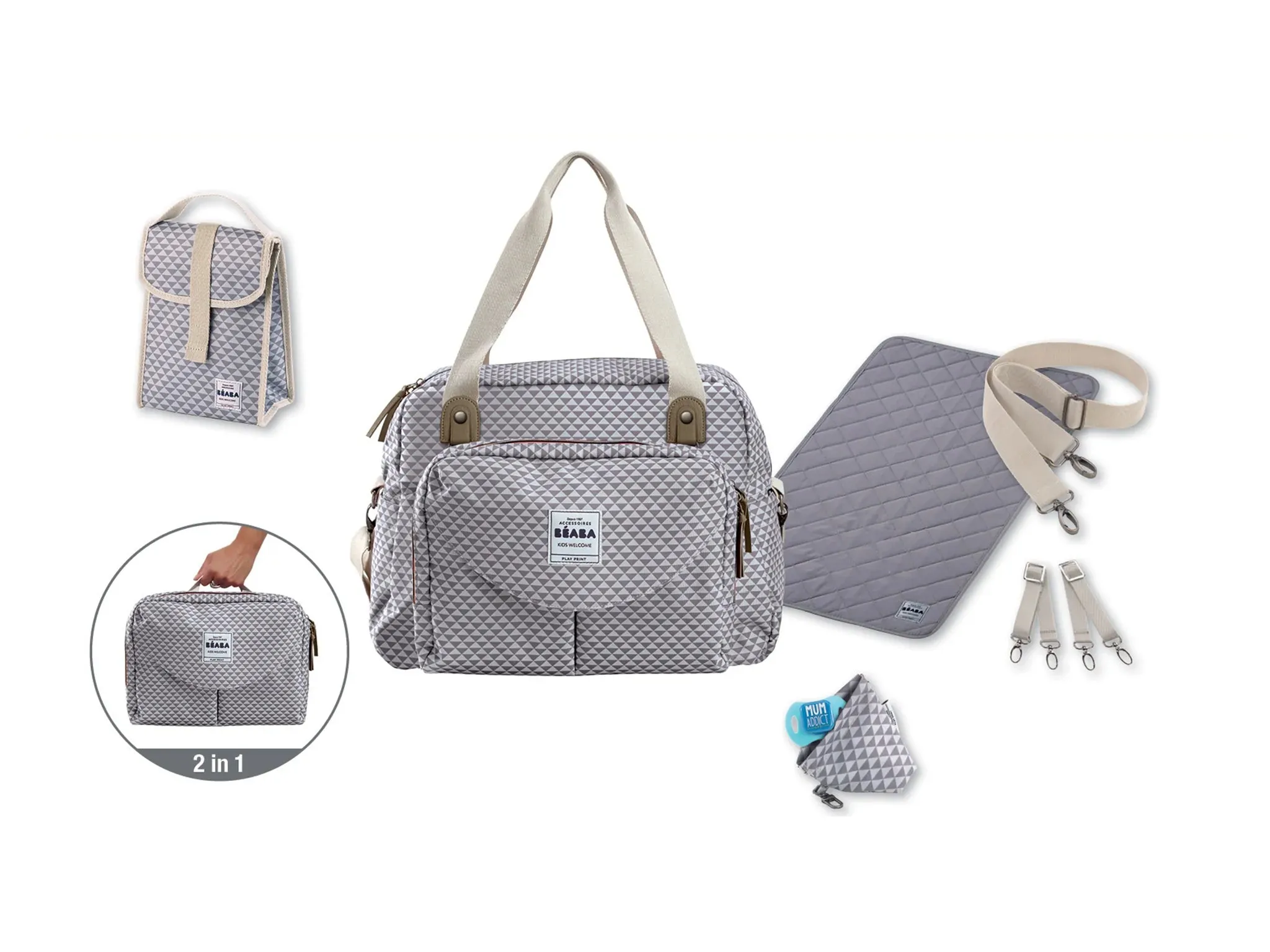 Beaba Geneva II Changing Bag (Playprint Grey)