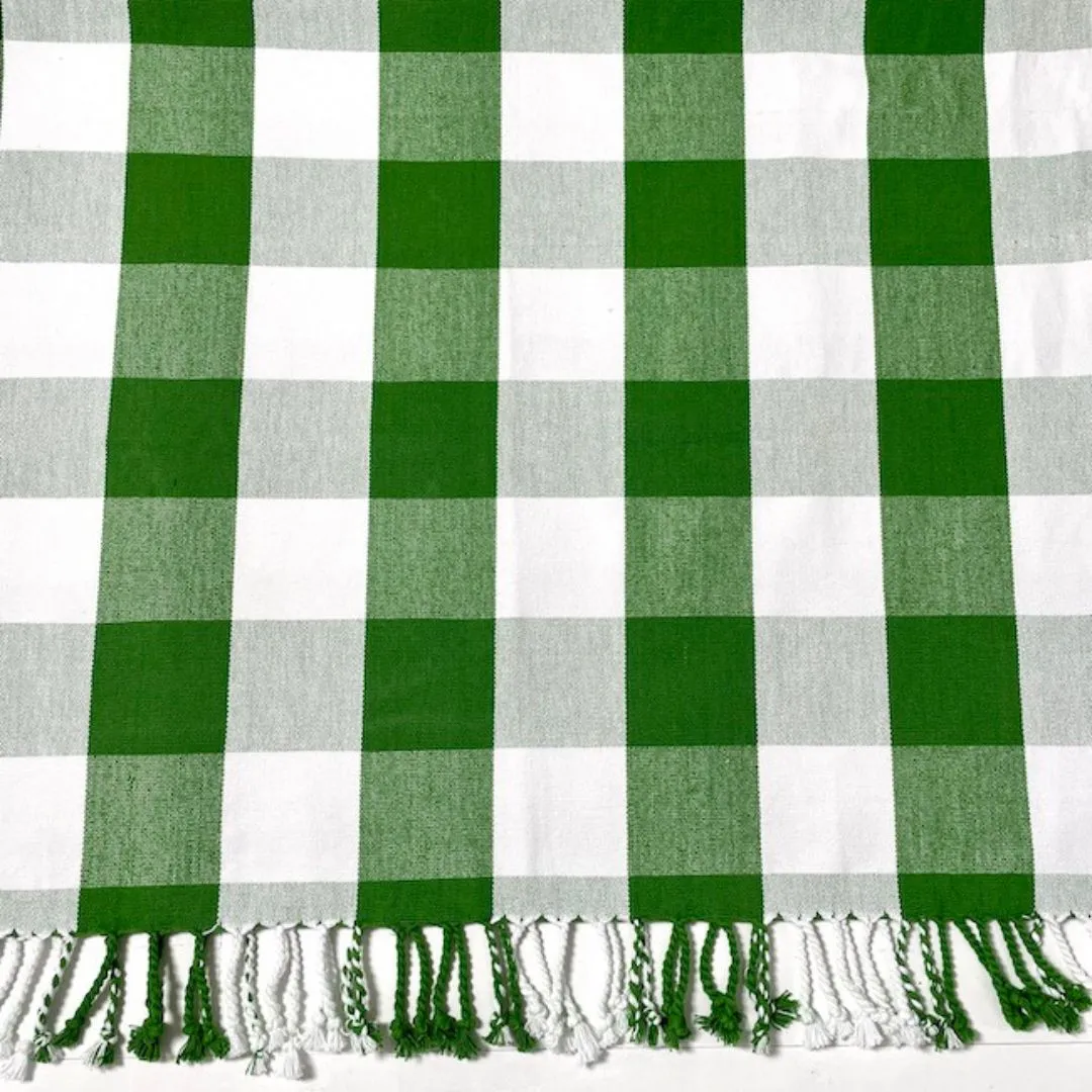 Beach Mat with Fringe | Apple Green Check