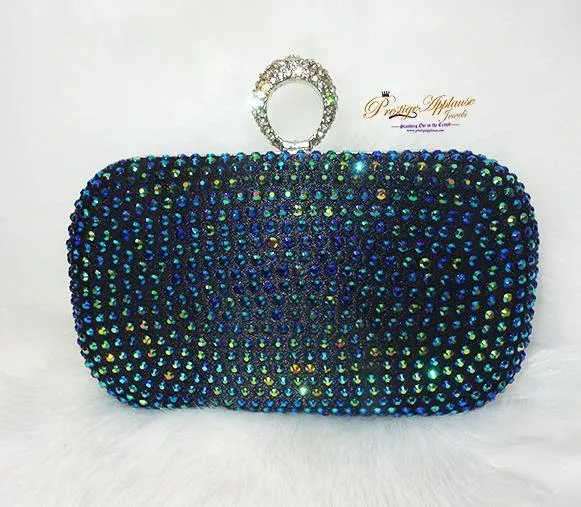 Beautiful Mixed Blue Clutch Party Evening Cocktail Purse for women