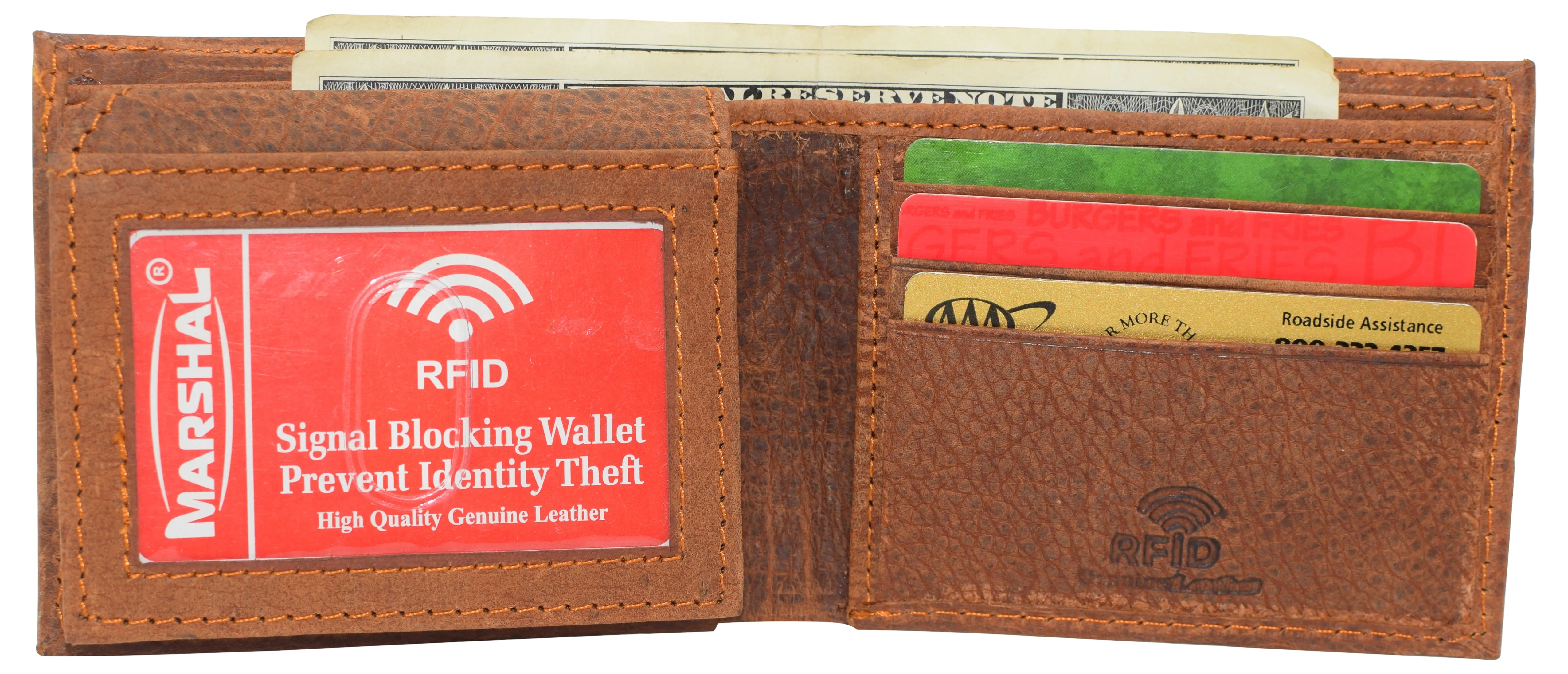 Biker RFID Blocking Real Leather Bifold Classic Wallet for Men