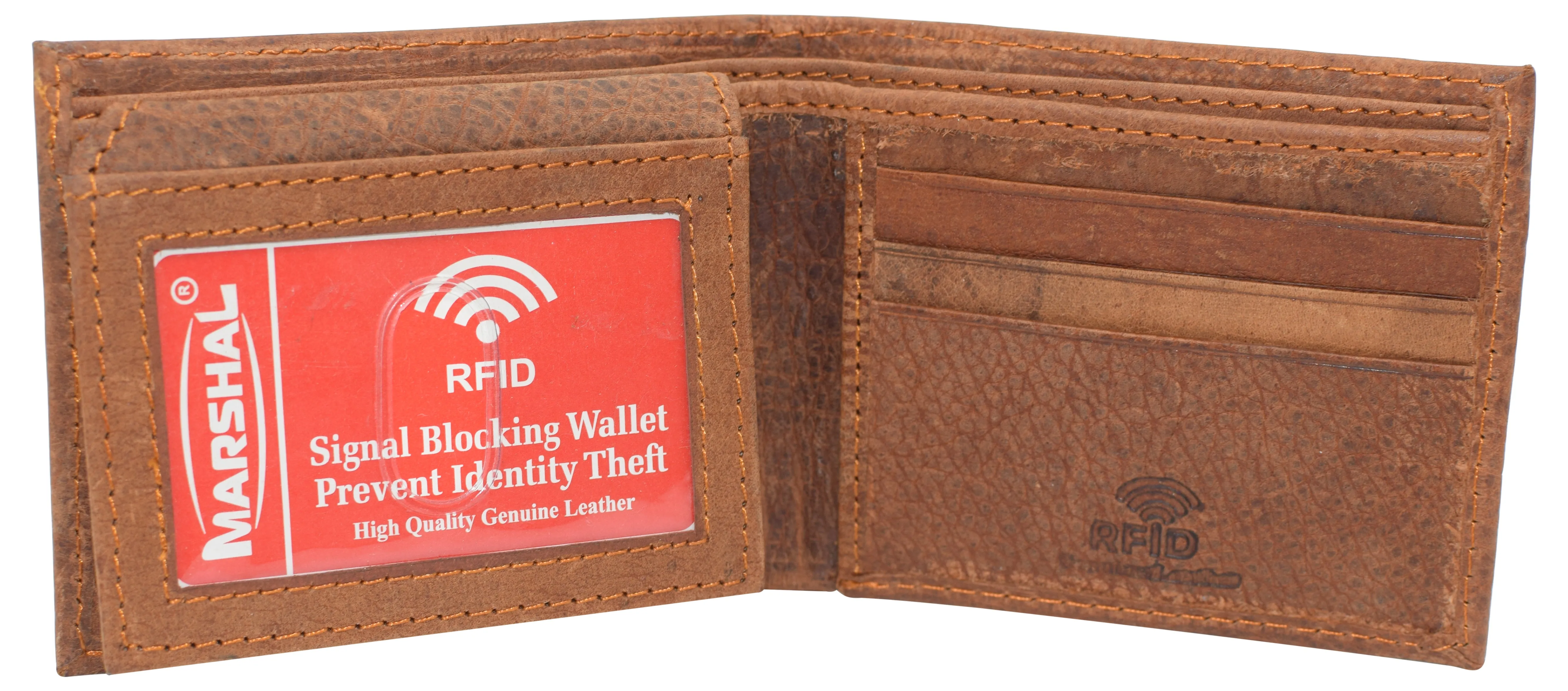 Biker RFID Blocking Real Leather Bifold Classic Wallet for Men