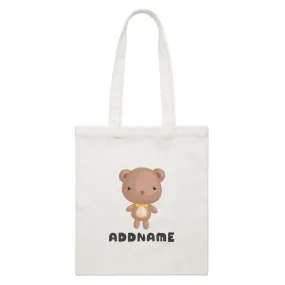 Birthday Friendly Animals Happy Bear Addname White Canvas Bag