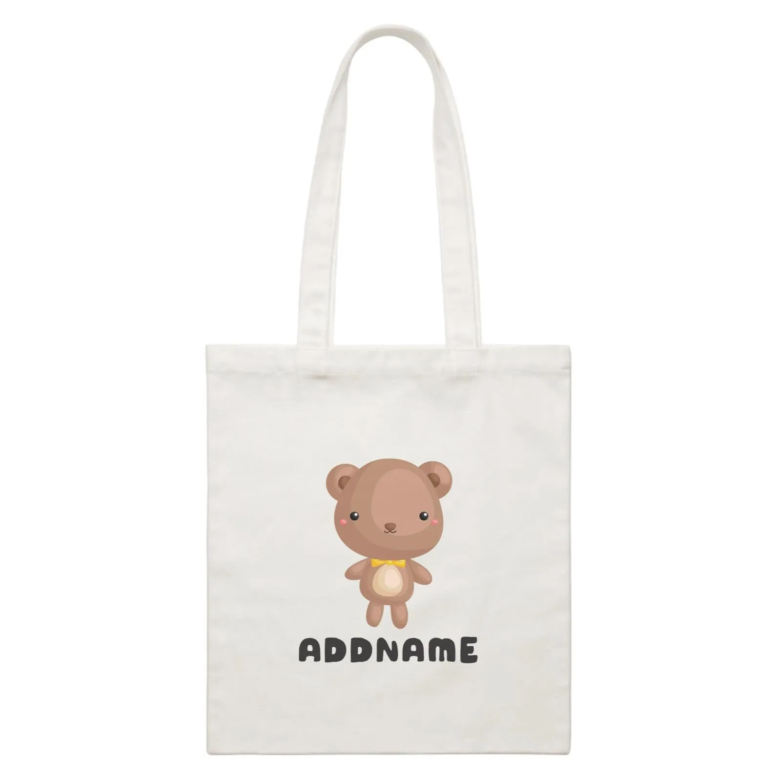 Birthday Friendly Animals Happy Bear Addname White Canvas Bag