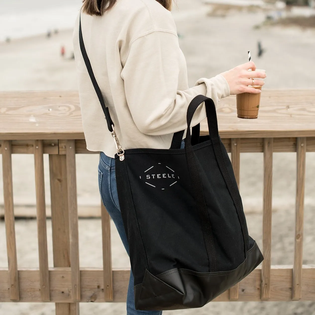 Black Canvas Tote Bag - Medium