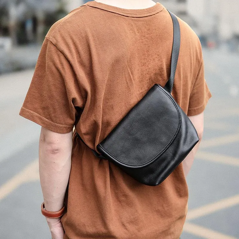 Black Cool Leather Mens Small Postman Bag Messenger Bag Black Courier Bag For Men