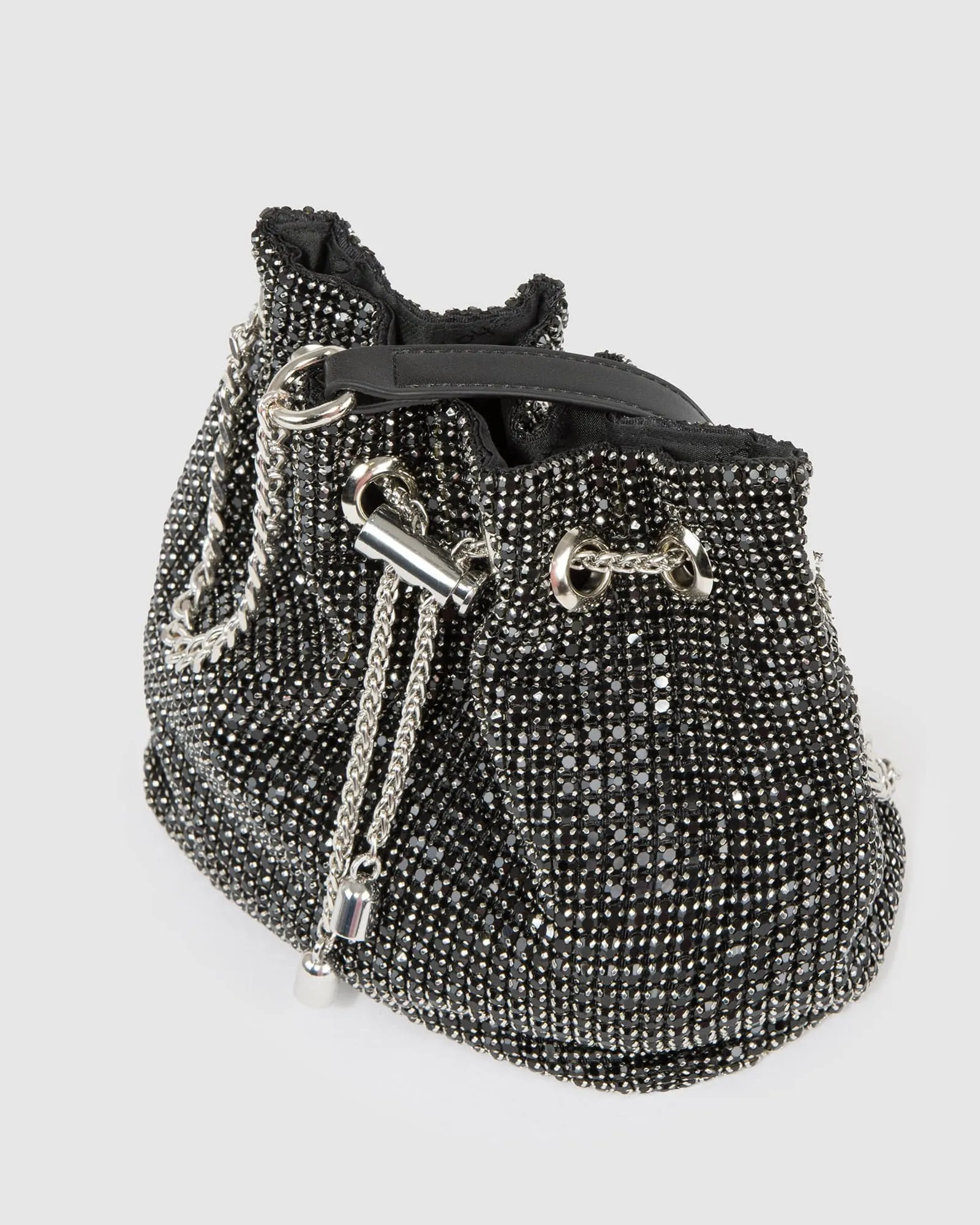 Black Dana Crystal Bucket Bag