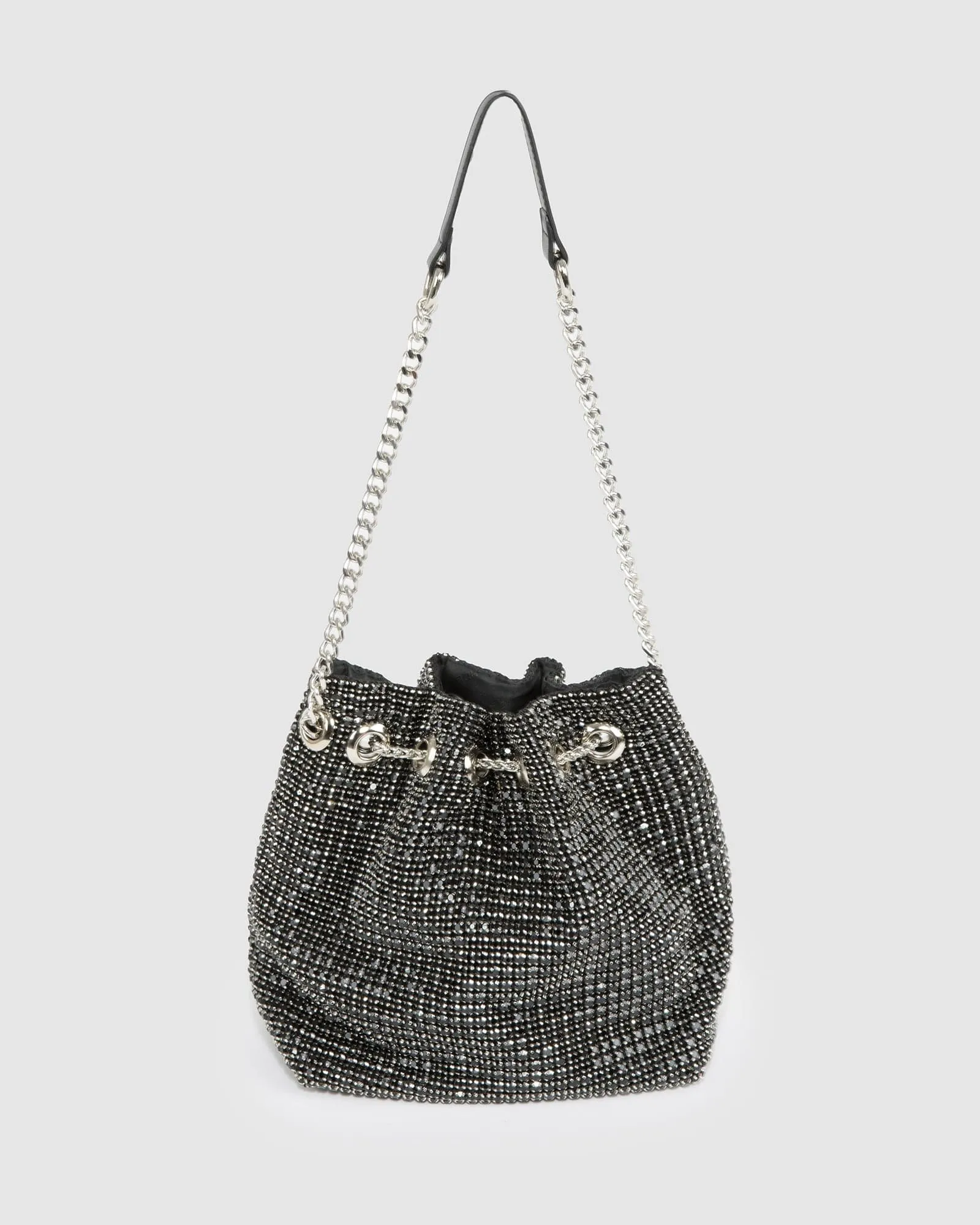 Black Dana Crystal Bucket Bag