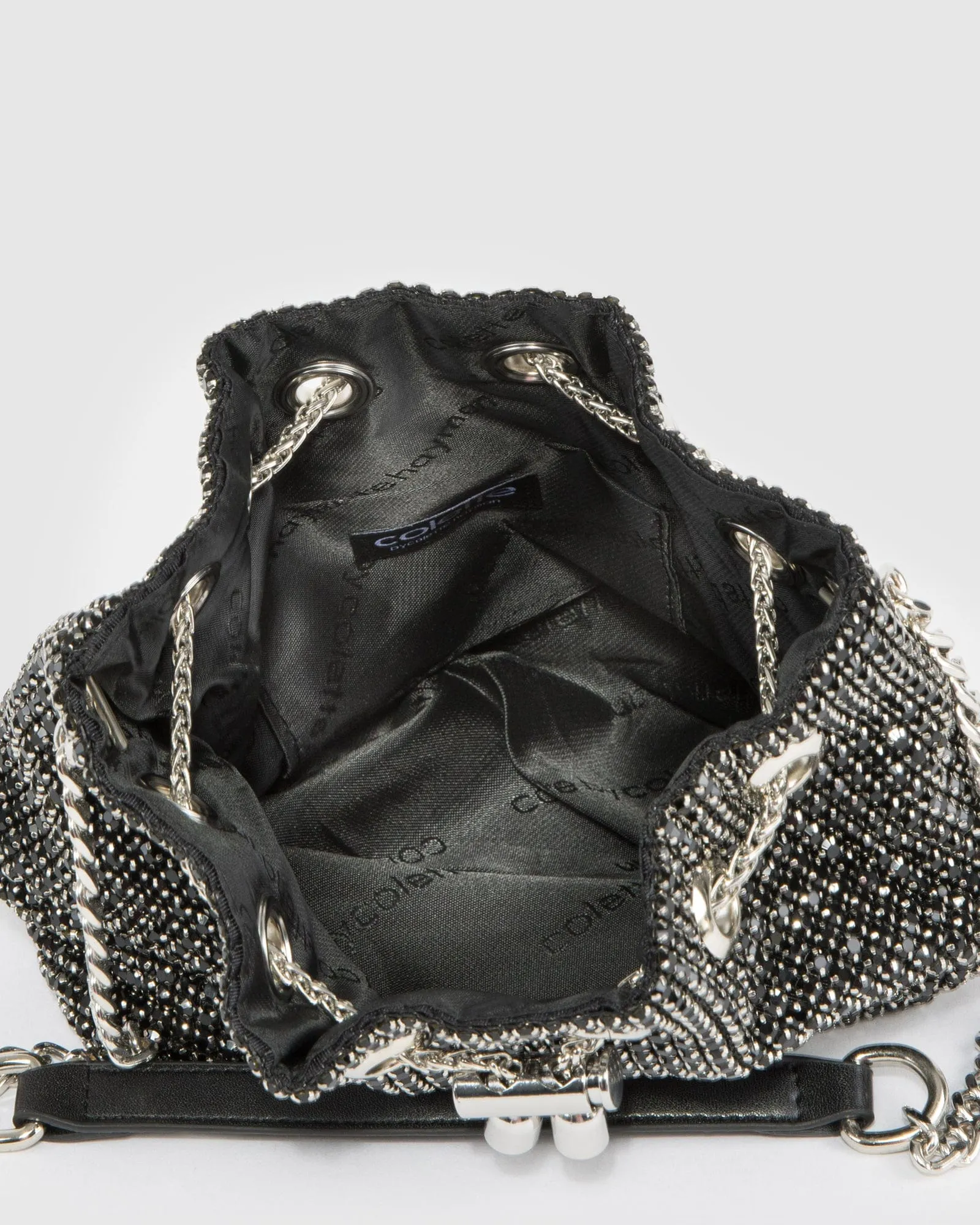 Black Dana Crystal Bucket Bag