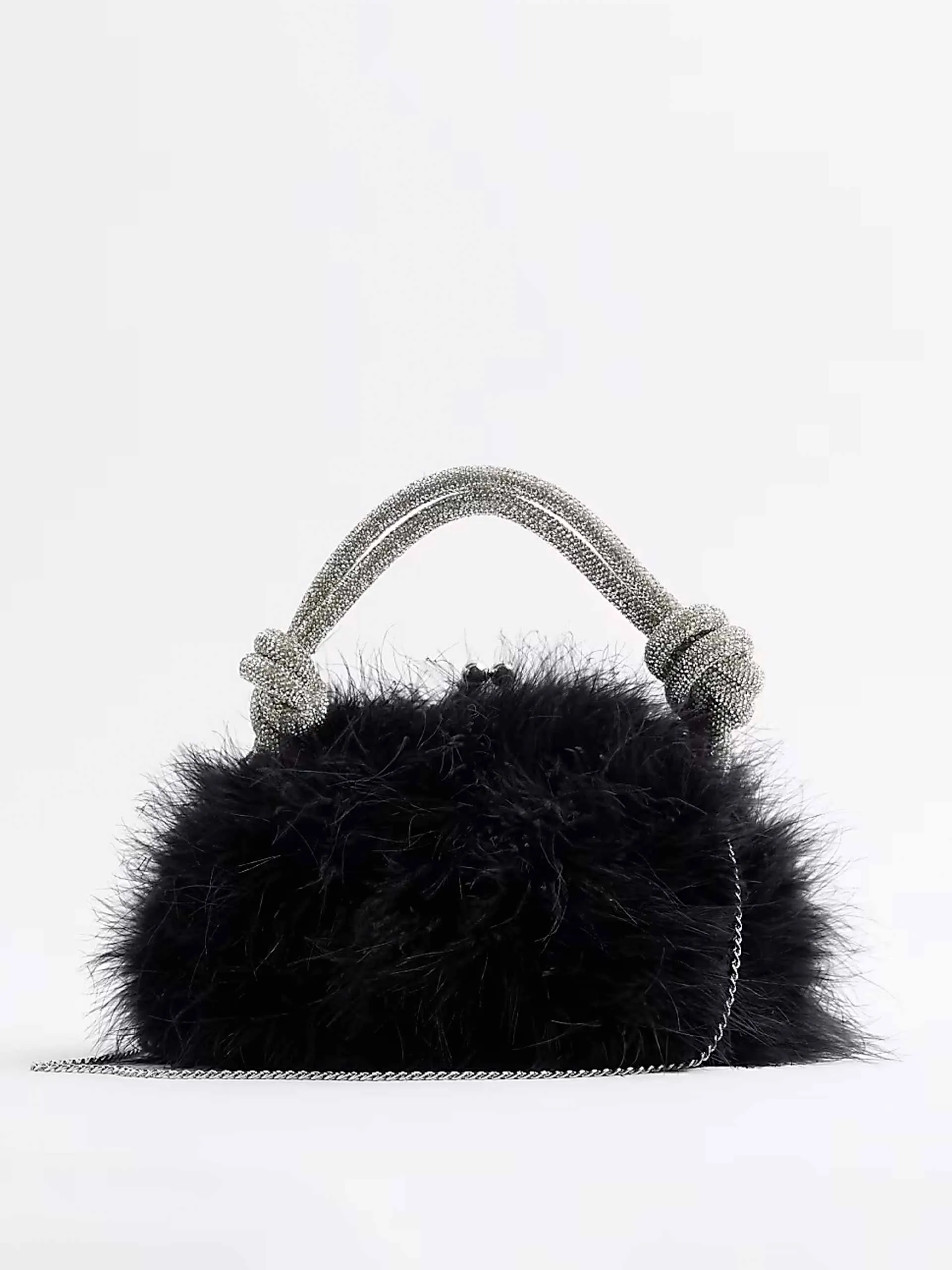 Black feather crossbody bag