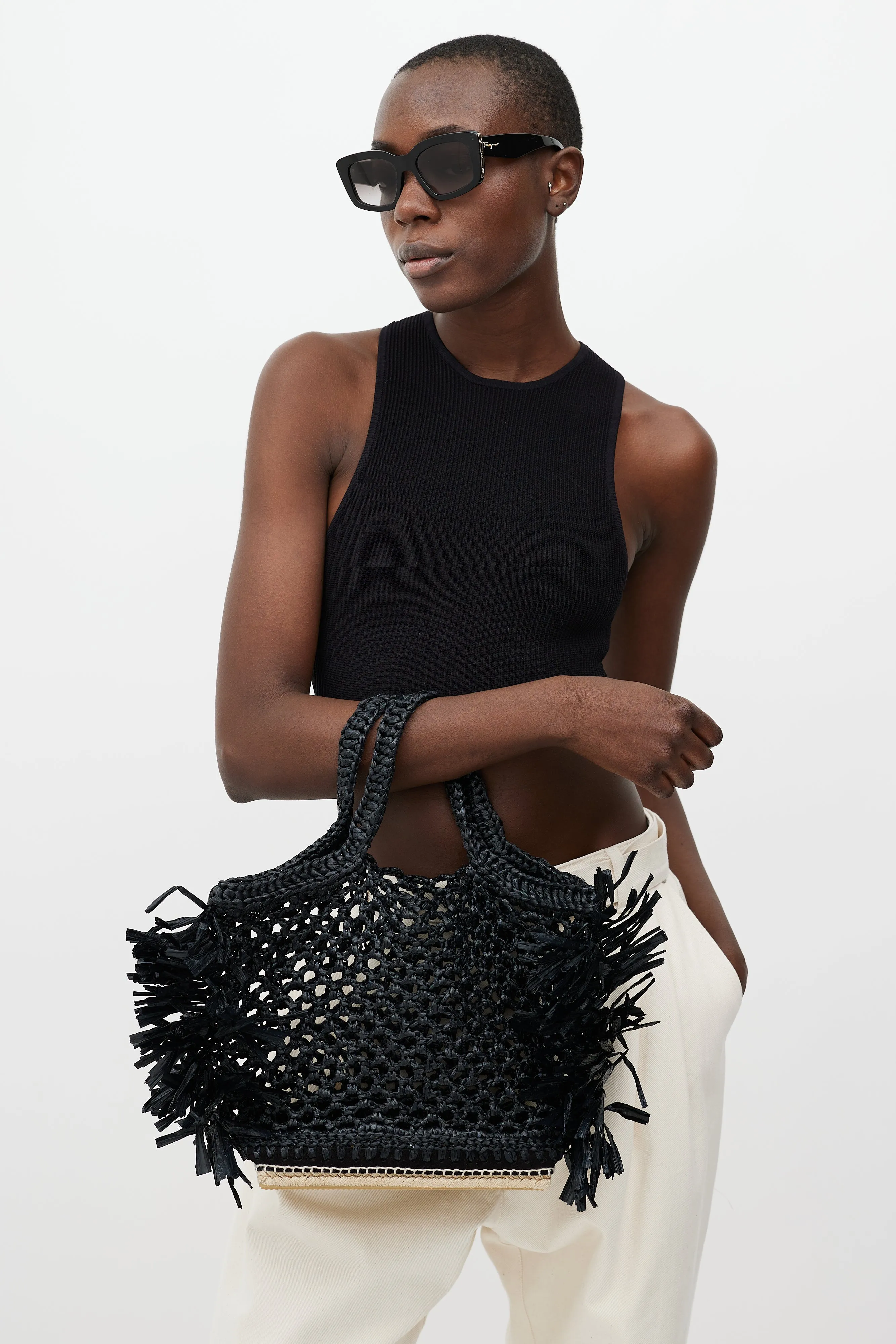 Black Raffia Espadrille Tote Bag