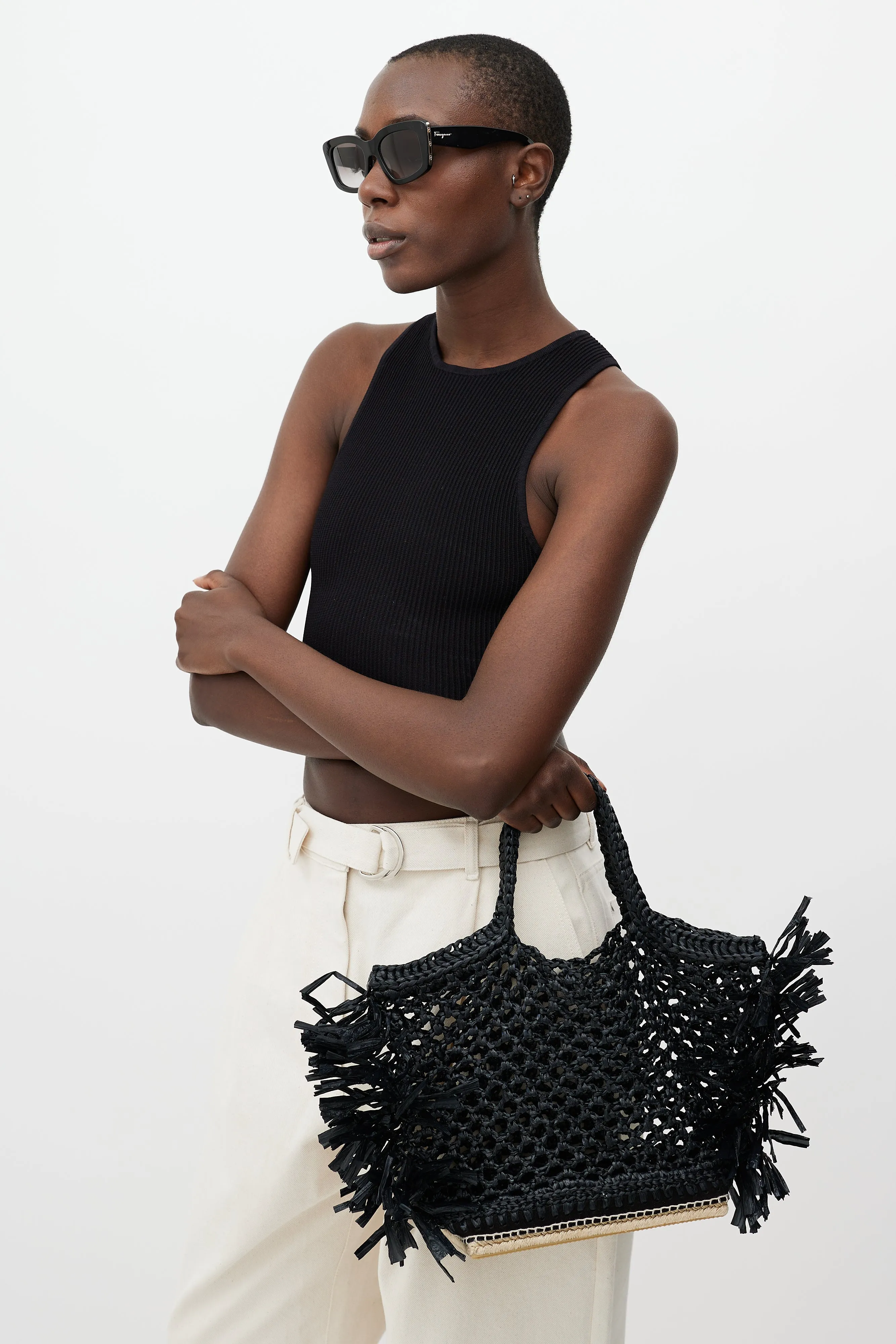 Black Raffia Espadrille Tote Bag