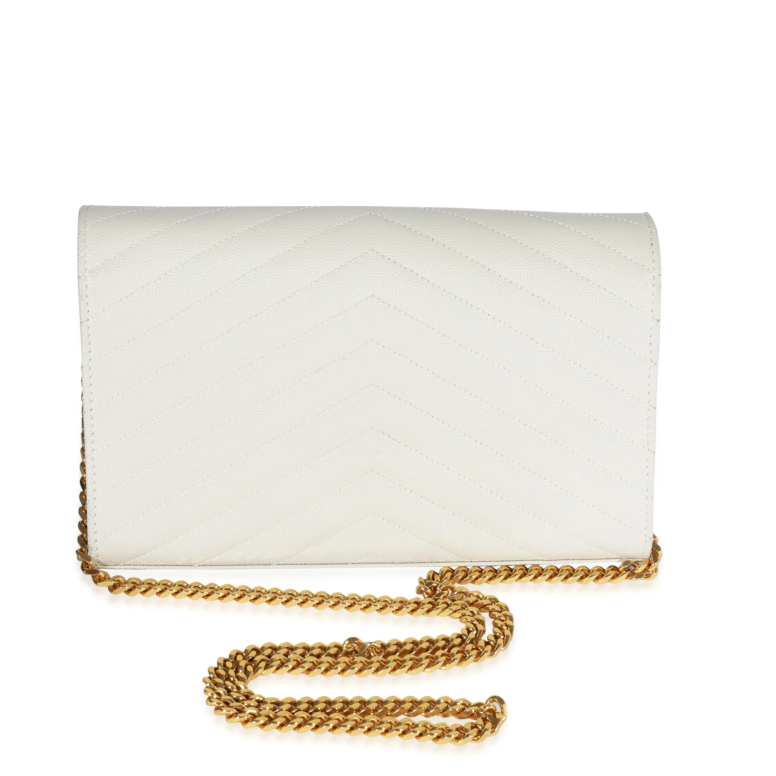 Blanc Vintage Matelassé Grain De Poudre Chain Wallet