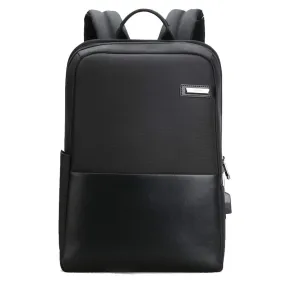 BOPAI Anti Theft Nylon Laptop Backpack with USB Charging Port (Black)