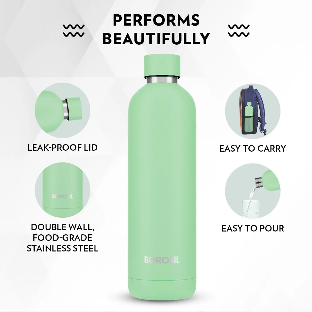 Borosil Pacific Insulated Bottle, Light Green, 700 ml - Personalise