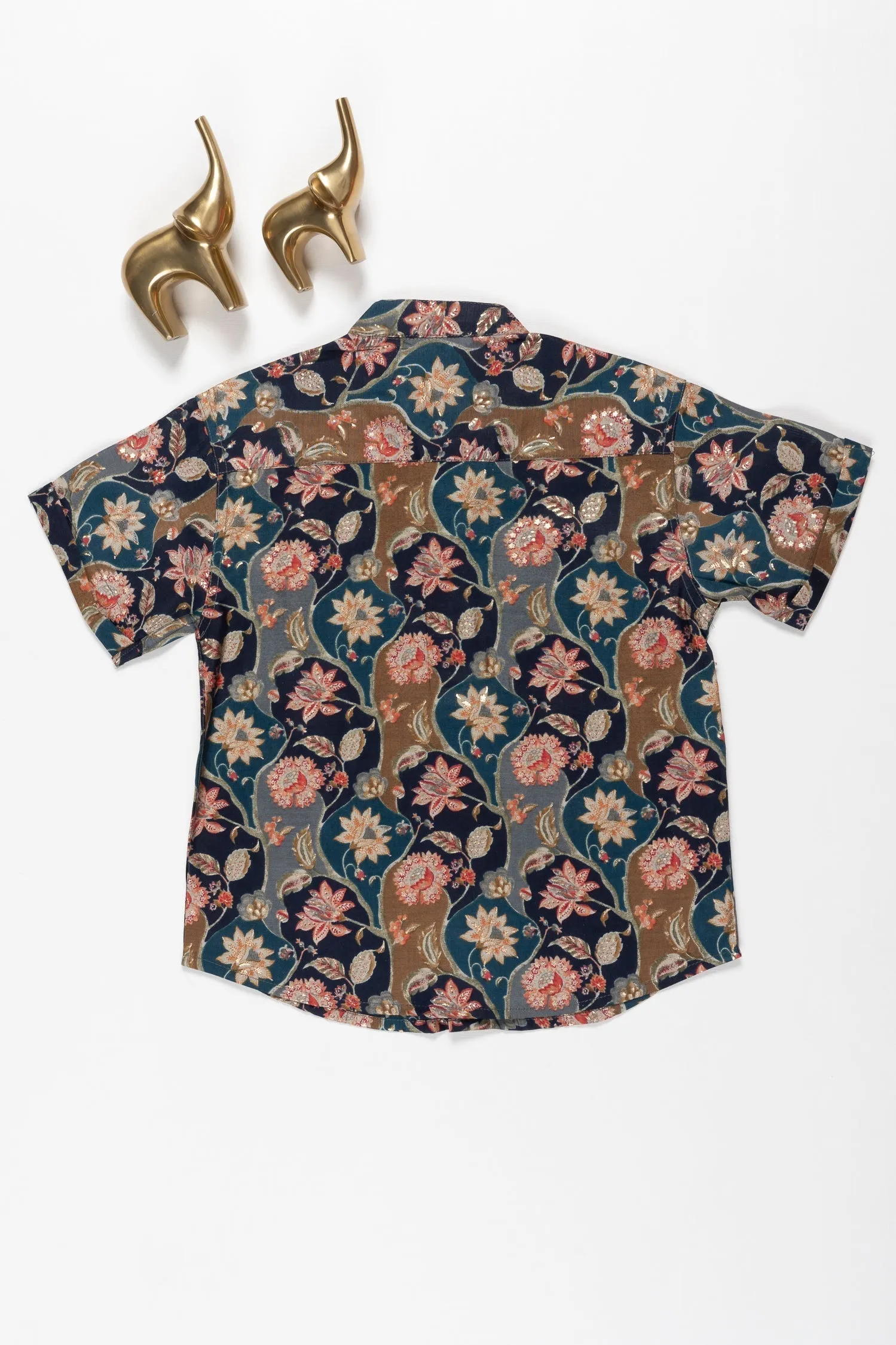 Boys Opulent Botanical Cotton Shirt - Elegance in Every Thread