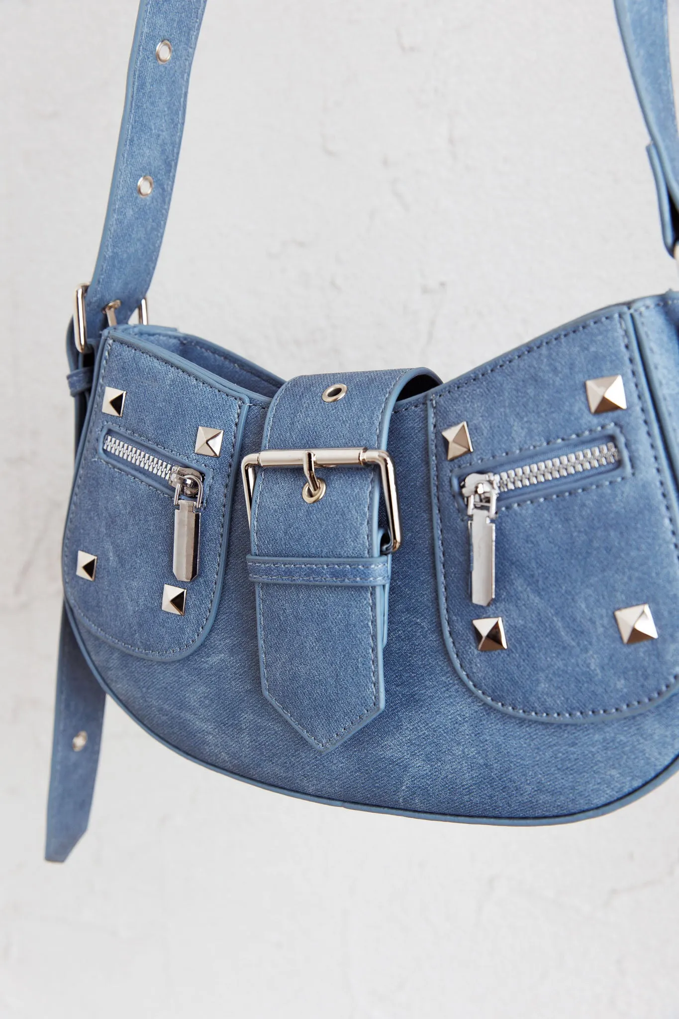 Britney Buckle Saddle Bag Denim