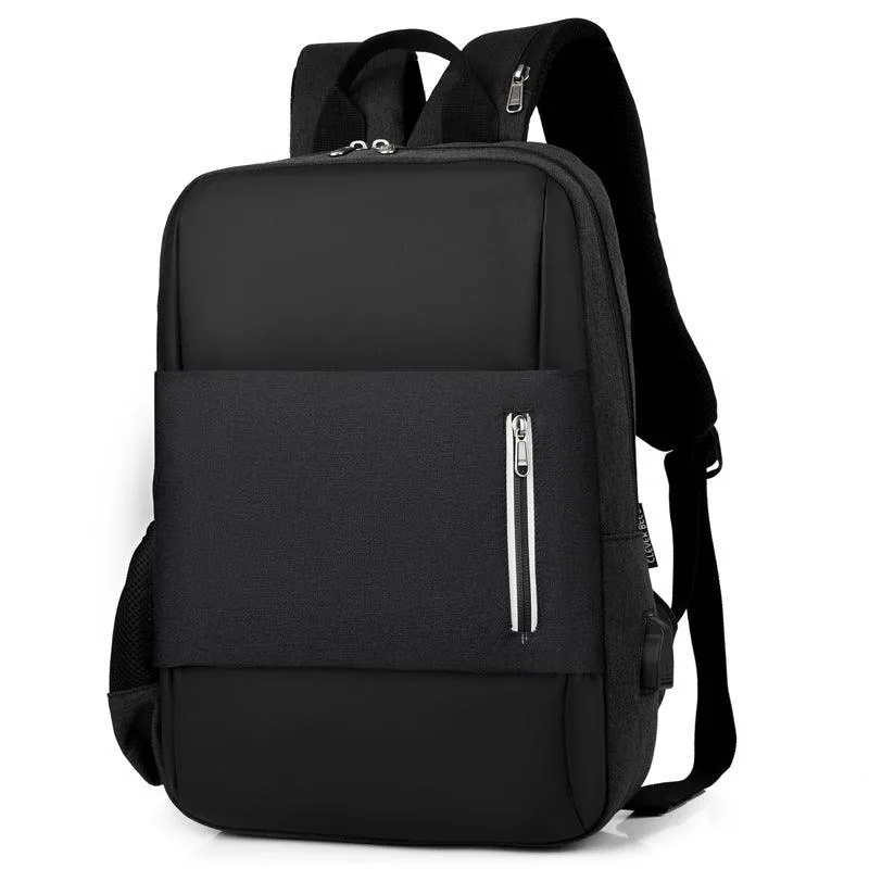 Business Large Capacity Laptop Backpack With USB Charging Port-Black