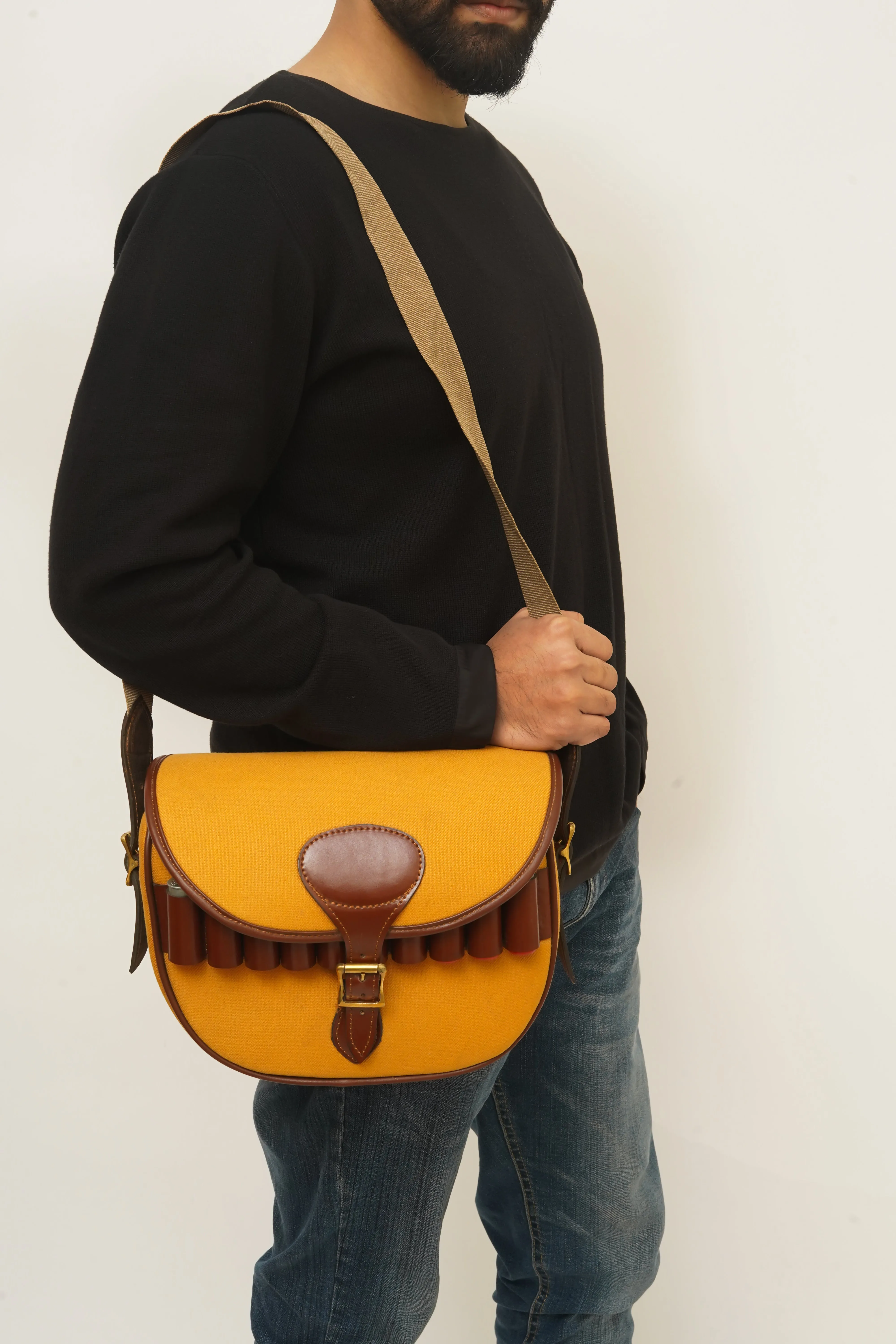 Canvas and Cartridge Leather Shotgun Bag