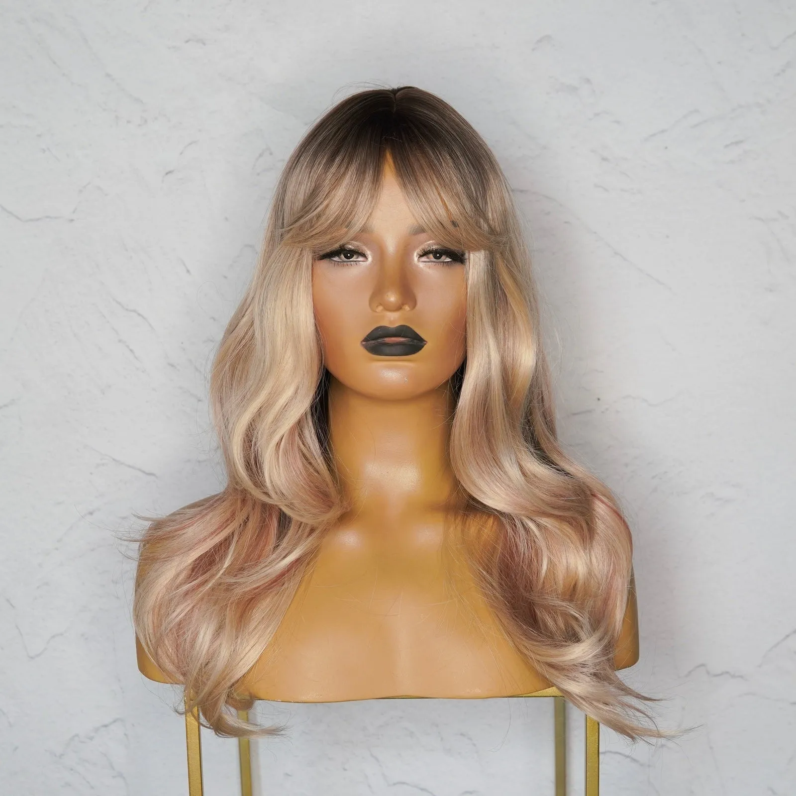 CARLY Ombre with Pink Lowlights Fringe Wig