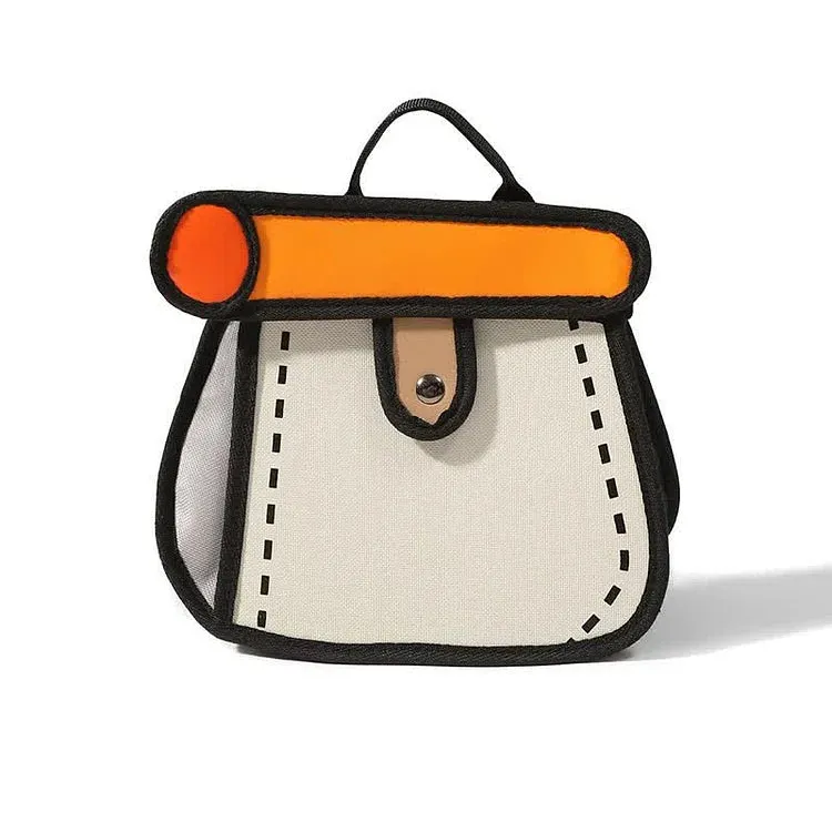 Cartoon Colorblock Canvas Crossbody Bag