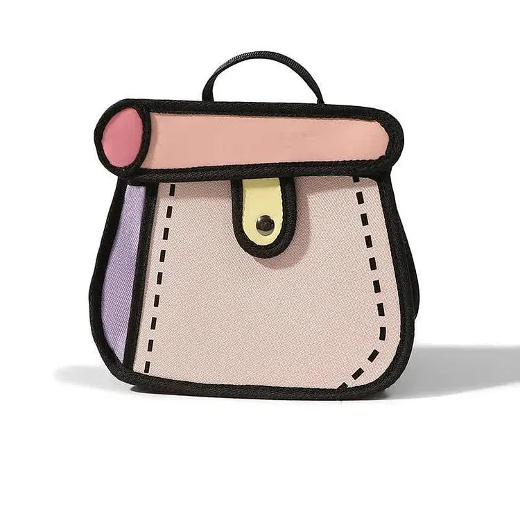 Cartoon Colorblock Canvas Crossbody Bag