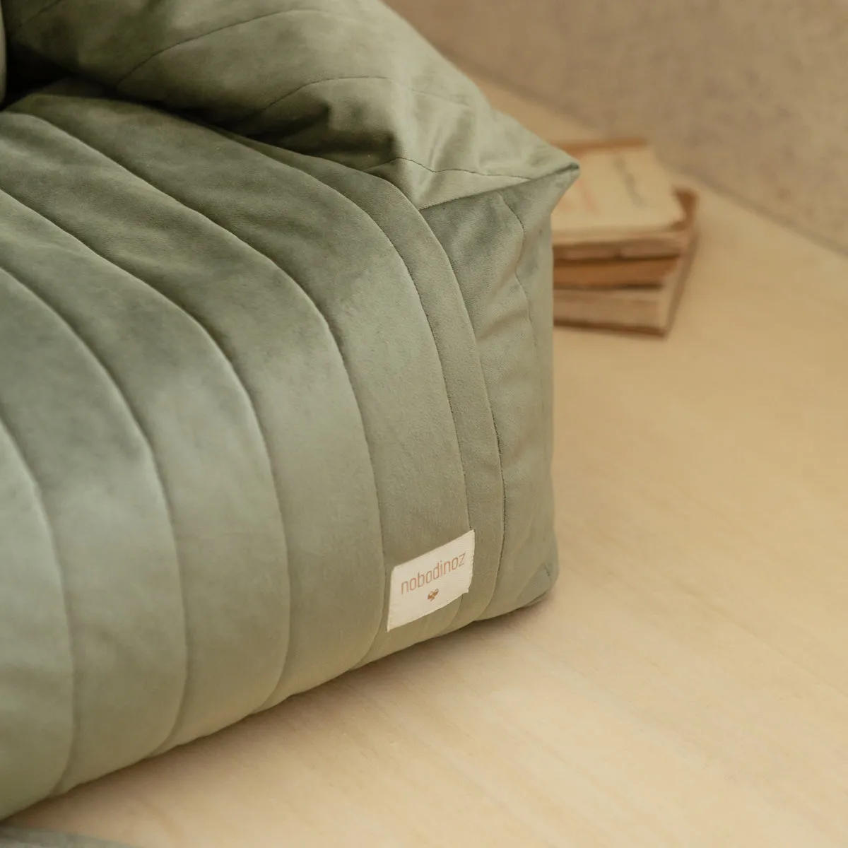 Chelsea Velvet Beanbag - Olive Green