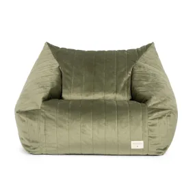 Chelsea Velvet Beanbag - Olive Green