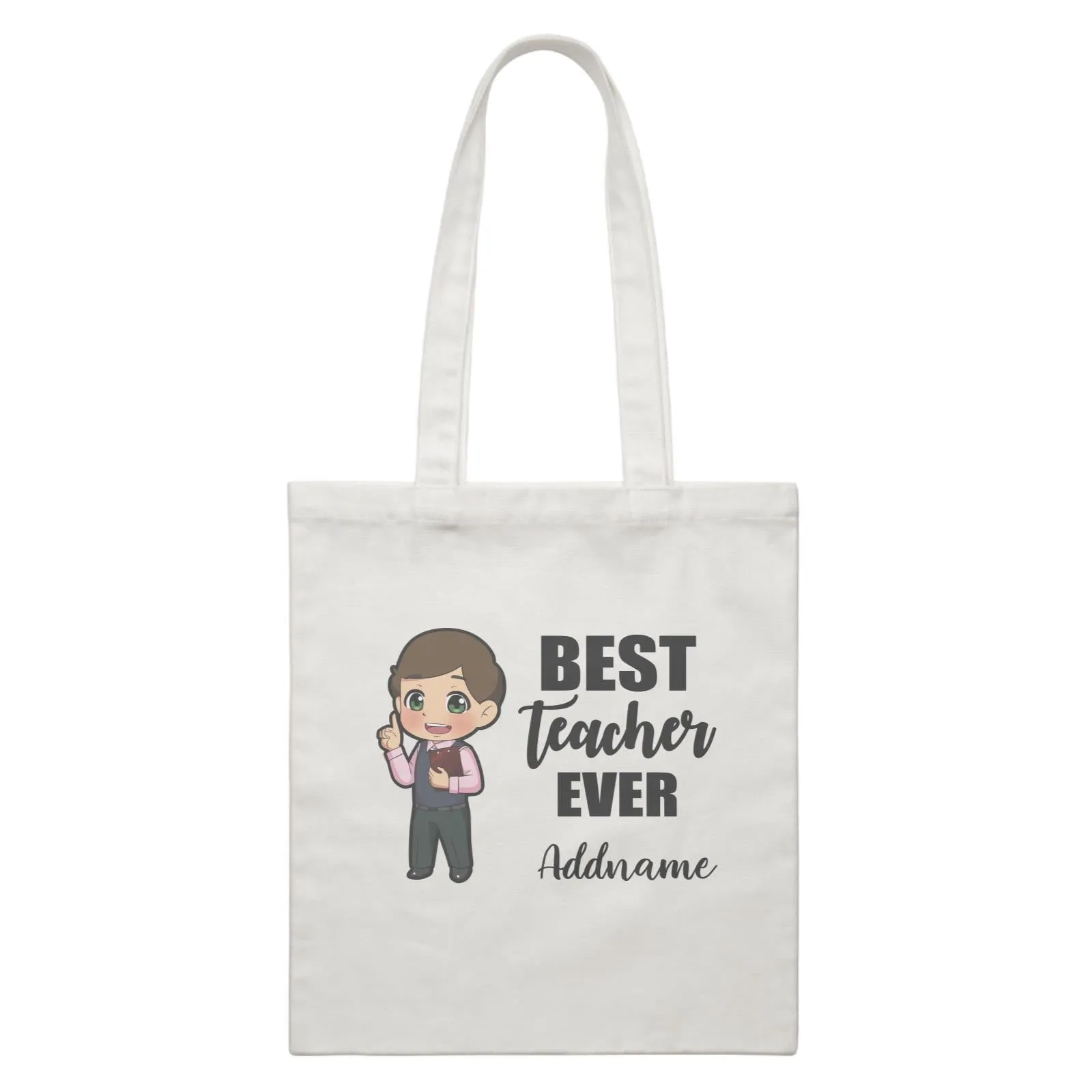 Chibi Teachers Chinese Man Best Teacher Ever Addname White Canvas Bag