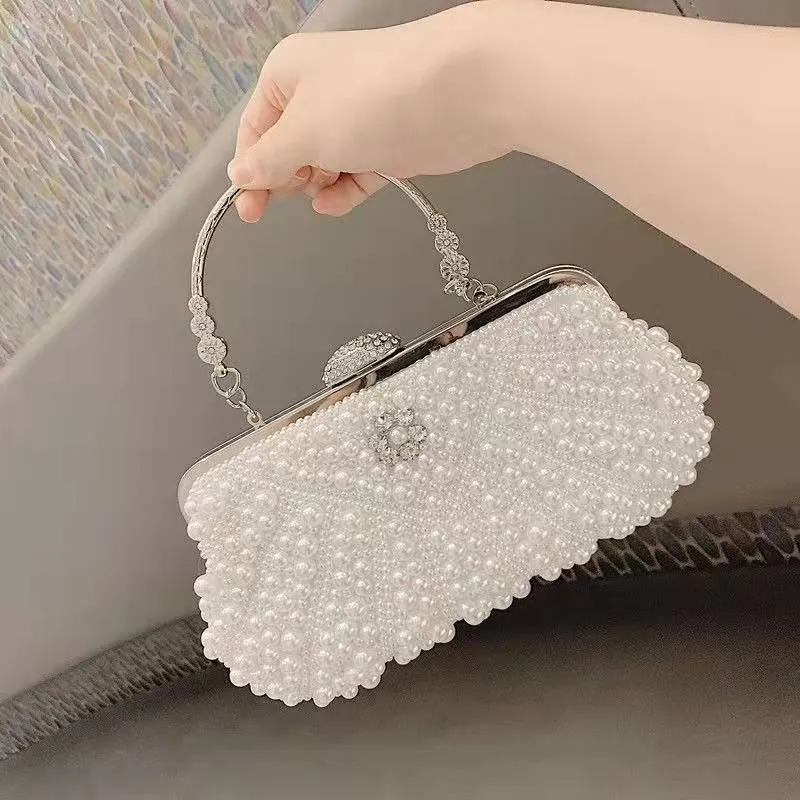 Chic Pearls Party Bag with Diamonds