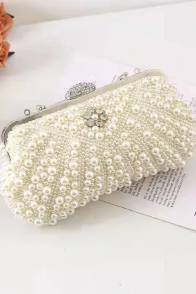 Chic Pearls Party Bag with Diamonds