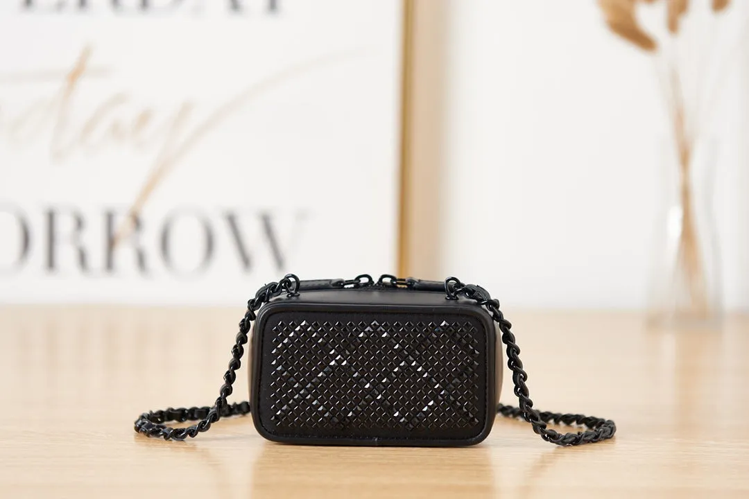 CHL Crystal Small Vanity with Chain Black Bag For Women 10cm/4in