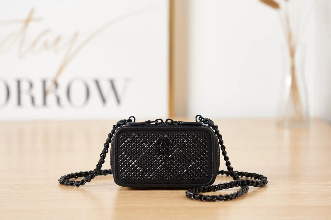 CHL Crystal Small Vanity with Chain Black Bag For Women 10cm/4in