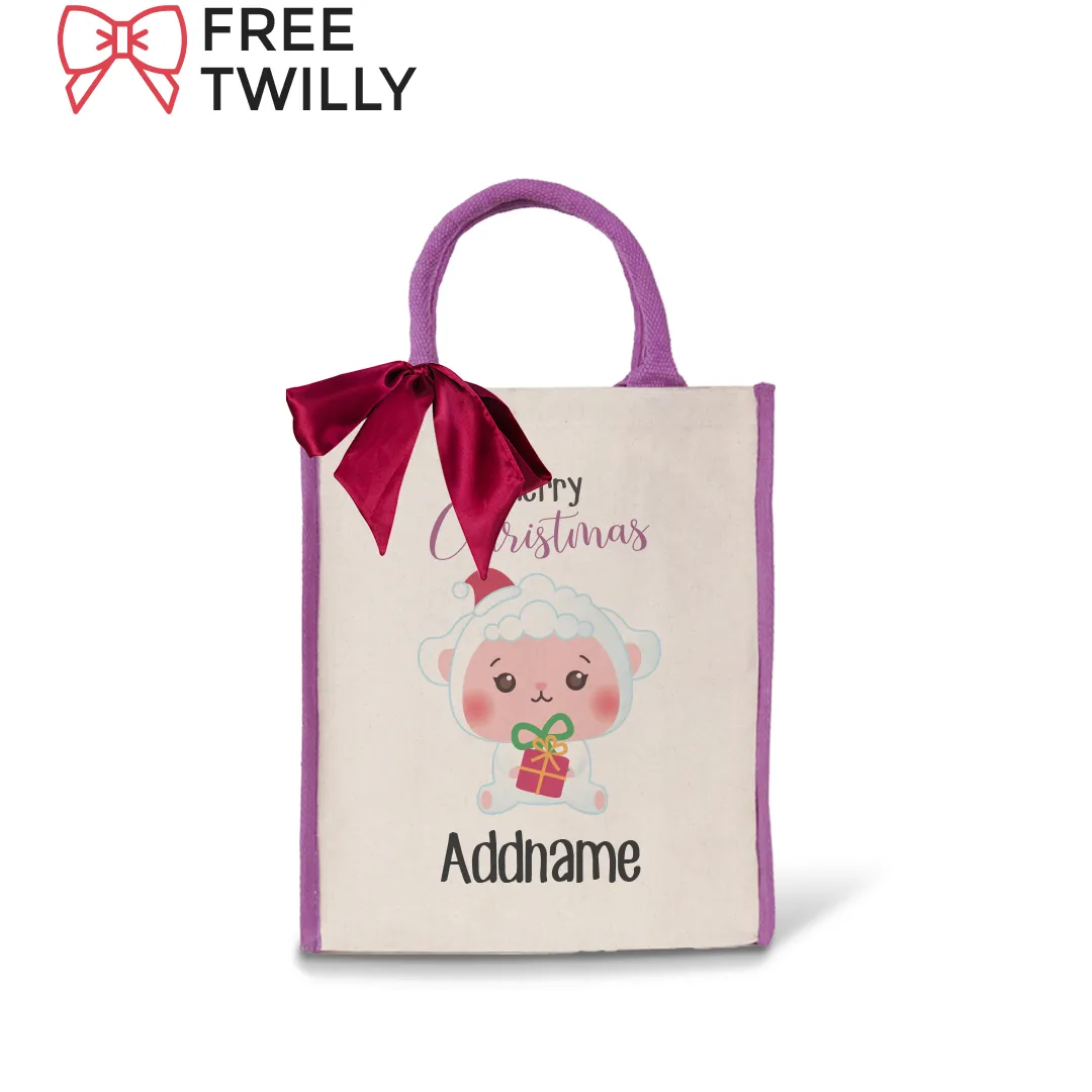 Christmas Cute Animal Series - Purple Colour Lining Canvas Bag (Livestream)